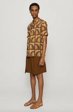 Brown Marshall Pleated Shorts