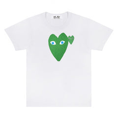 White Mens Play Green Heart T-Shirt