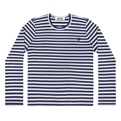 Navy/White Mens Striped Long Sleeve Little Black Heart T-Shirt