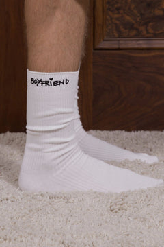 White Boyfriend Socks