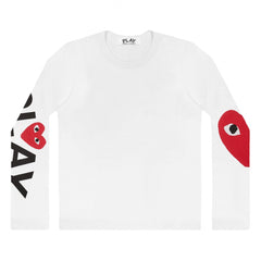 White Mens Long Sleeve Play Logo T-Shirt