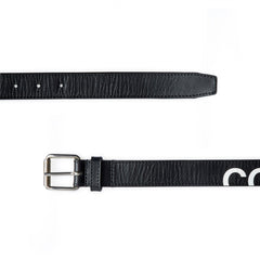 Black Huge Logo Leather Belt