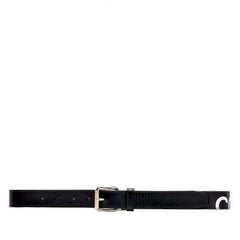 Black Huge Logo Leather Belt