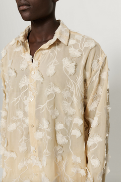 Beige Embroidered Floral Shirt