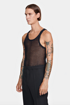 Black Net Stitch Tank Top