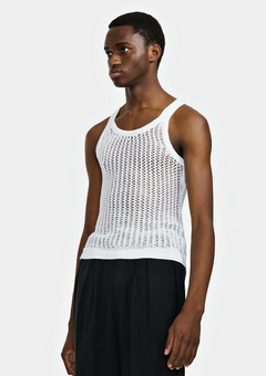 White Net Stitch Tank Top