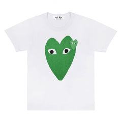 White Mens Play Green Heart T-Shirt
