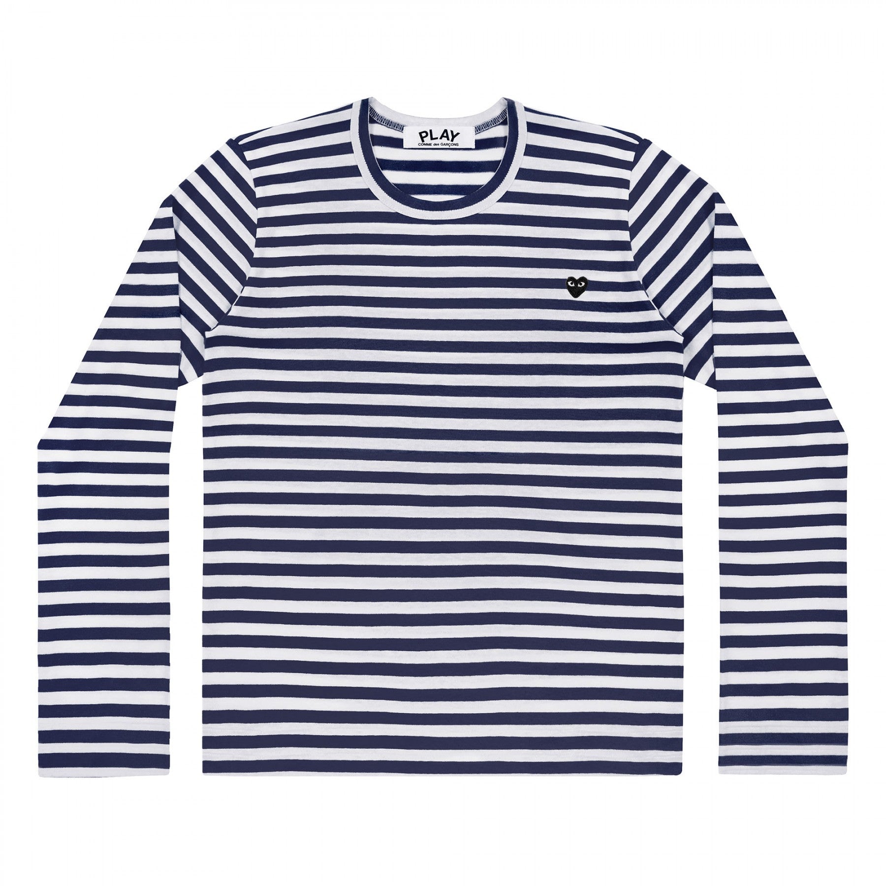 Tシャツ・カットソー COMME des GARCONS SS25 STRIPES SHIRT (HOB007051 2) CDG Navy/White Mens Striped Long Sleeve Little Black Heart T