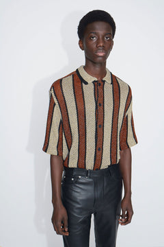Brown/Gold Multistripe Wes Knitted Shirt