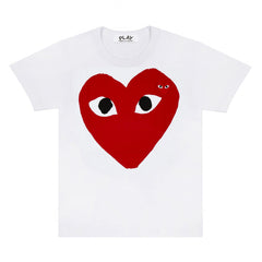 White Mens Play Red Heart T-Shirt
