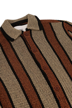 Brown/Gold Multistripe Wes Knitted Shirt
