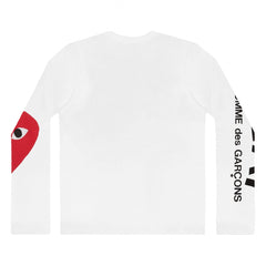 White Mens Long Sleeve Play Logo T-Shirt